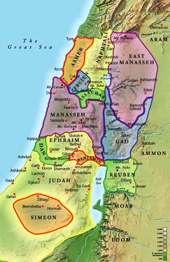 12 Tribes of Israel Boundaries